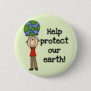 Junge schützen unsere ErdT - Shirts und -geschenk Button