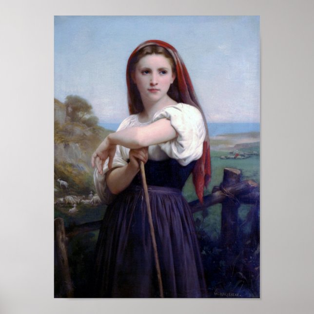 Junge Shepherdess, Bouguereau Poster (Vorne)