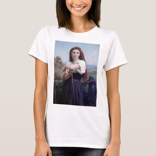 Junge Shepherdess, Bouguereau T-Shirt (Vorderseite)