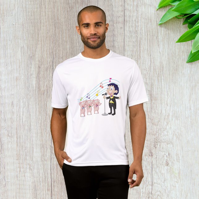 Junge singt mit Drei-Schweine-Chor T-Shirt (Von Creator hochgeladen)