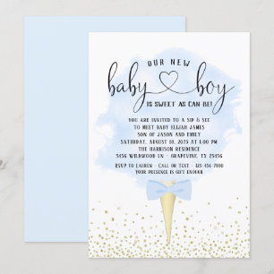 Junge-Sip-See-Baby-Shower mit Zuckerwatte Einladung
