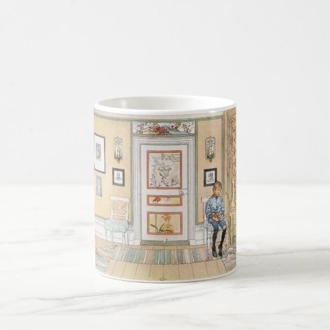 Junge sitzt in der Ecke (von Carl Larsson) Kaffeetasse (Mittel)