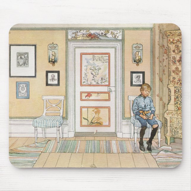 Junge sitzt in der Ecke (von Carl Larsson) Mousepad (Vorne)