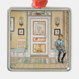 Junge sitzt in der Ecke (von Carl Larsson) Ornament Aus Metall