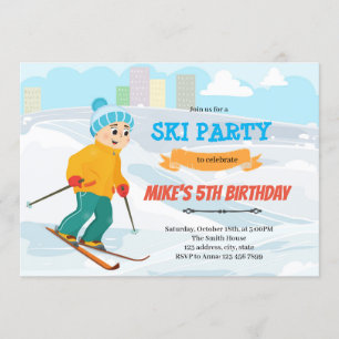 Junge Ski-Geburtstag-Themen-Einladung Einladung