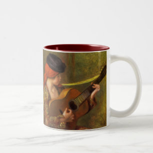 Junge spanische Frau mit einer Gitarre von Pierre Zweifarbige Tasse