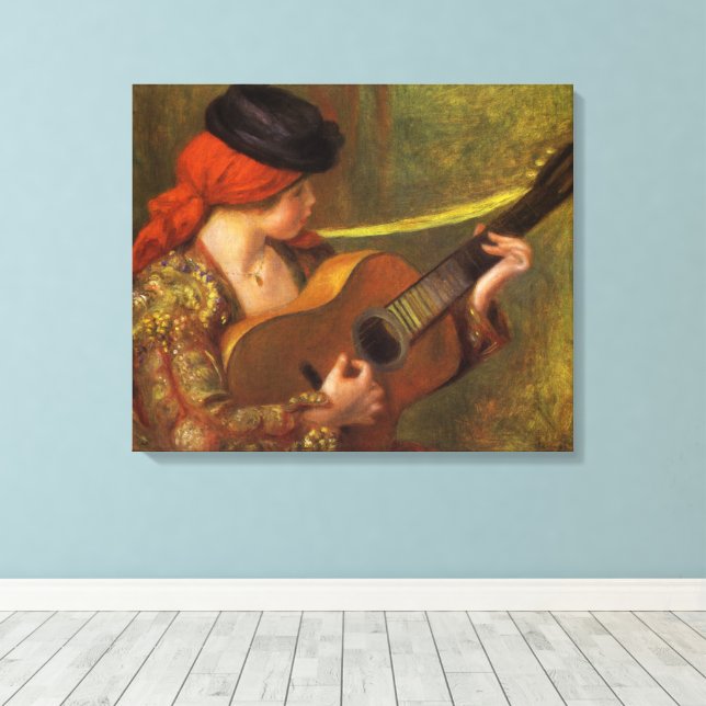 Junge Spanische Frau mit Gitarre von Pierre Renoir Leinwanddruck (Insitu (Holzboden))