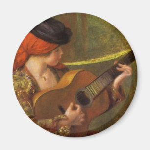 Junge Spanische Frau mit Gitarre von Pierre Renoir Magnet