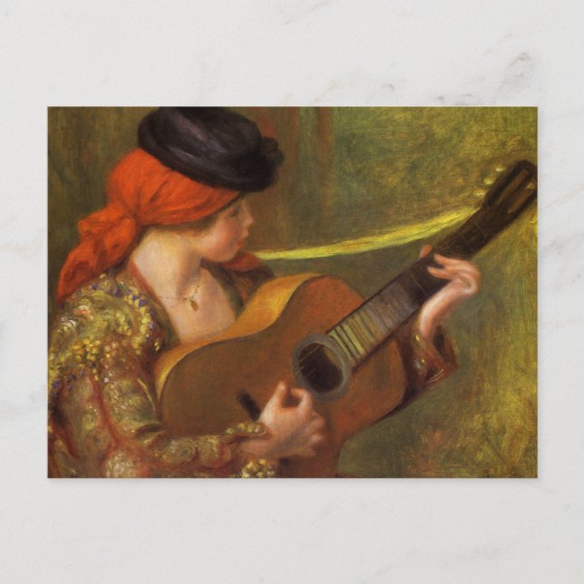 Junge Spanische Frau mit Gitarre von Pierre Renoir Postkarte (Vorderseite)
