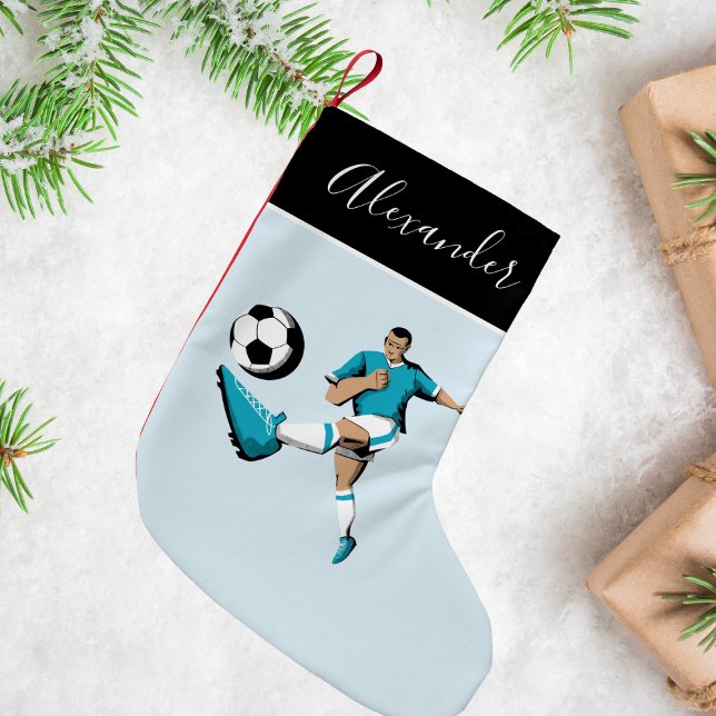 Junge spielen Fußball Kicking Ball Player Coach Na Kleiner Weihnachtsstrumpf (Von Creator hochgeladen)