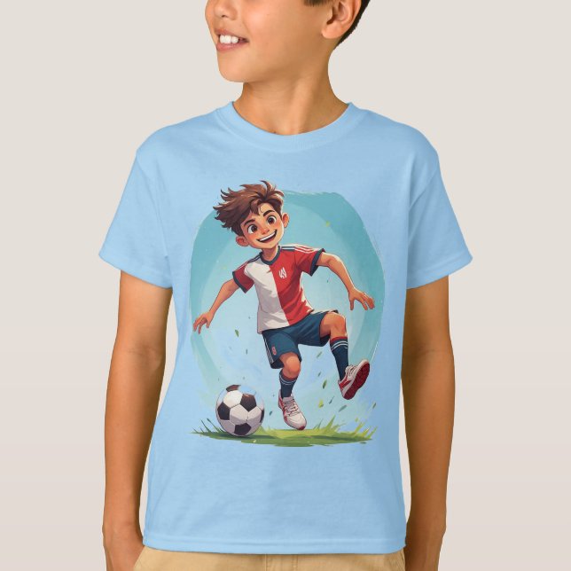 Junge spielt Fußball T-Shirt (Vorderseite)
