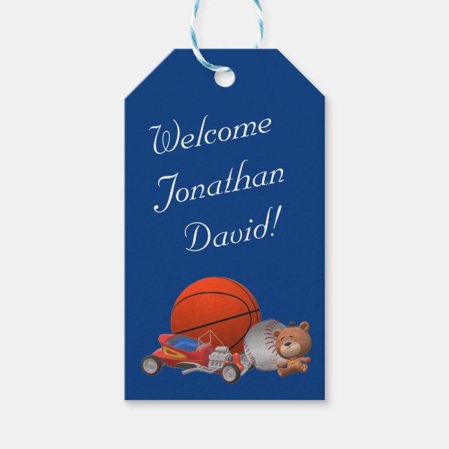 Junge Spielzeuge als Geschenkmarken Geschenkanhänger (Vorderseite)