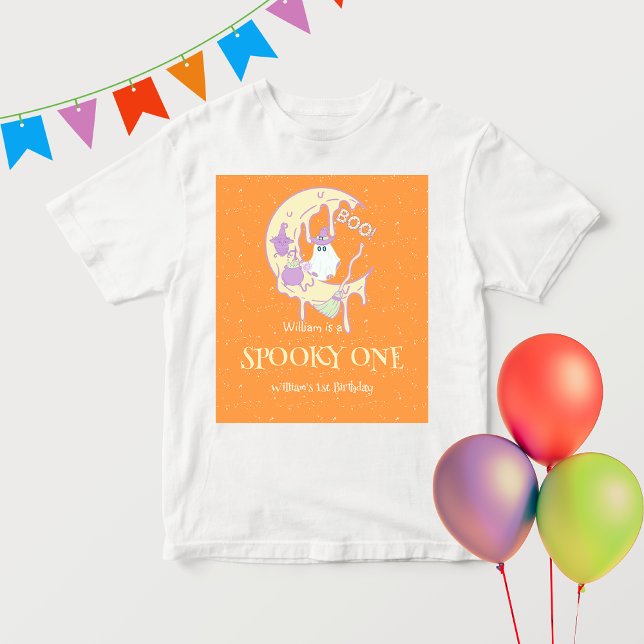 Junge Spooky One Ghost Moon Halloween 1. Geburtsta Baby T-shirt (Von Creator hochgeladen)