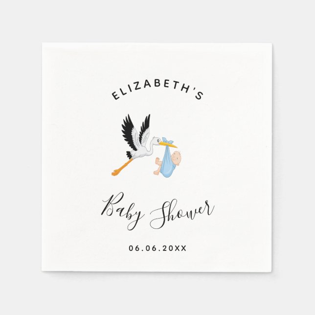 Junge Storchenblau niedliche Babydusche Serviette (Vorderseite)