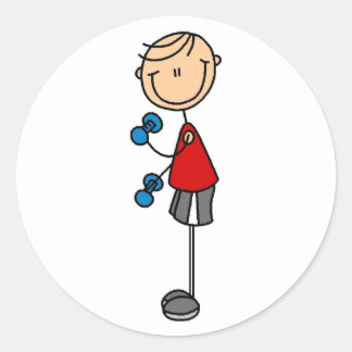 Junge Strichmännchen, die Sticker ausüben