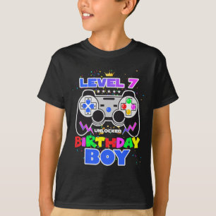 Junge Stufe 7 freigeschaltet Videospiel 7. Geburts T-Shirt