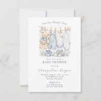Junge Teddy Bär Wäscheleine Blau Baby Shower
