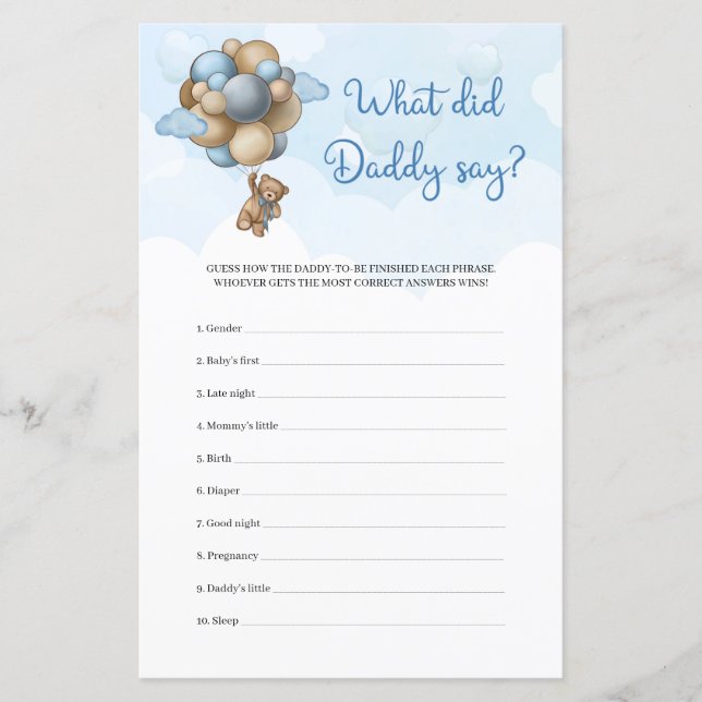 Junge Teddy tragen blaue Ballons, was Daddy gesagt (Vorderseite)