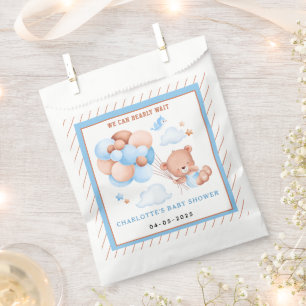 Junge Teddybär „Wir können es kaum erwarten“ Baby Geschenktütchen