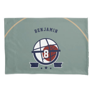 Junge Teen Basketball Hoop Grüne Marine Name Kinde Kissenbezug