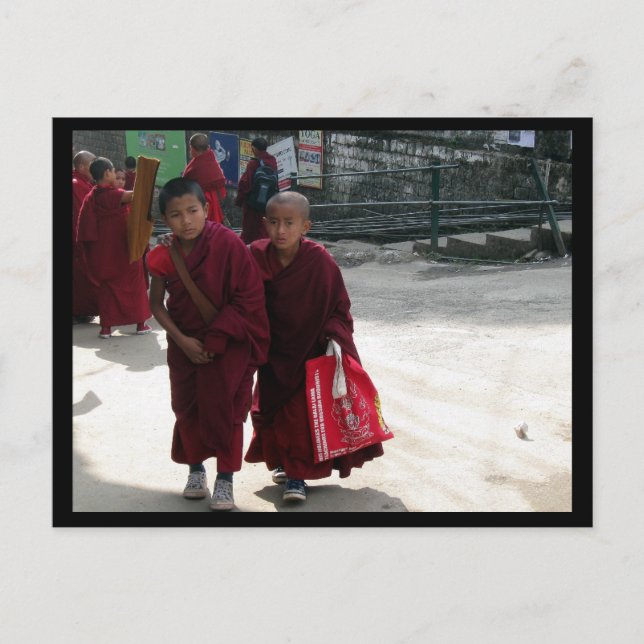 Junge tibetische buddhistische Mönche, Dharamsala, Postkarte (Vorderseite)