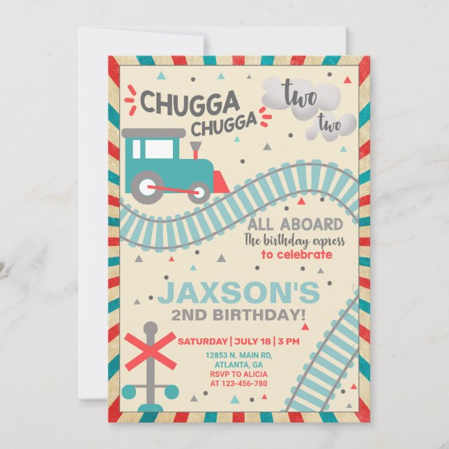 Junge trainieren die Einladung zum 2. Geburtstag. (Vorderseite)