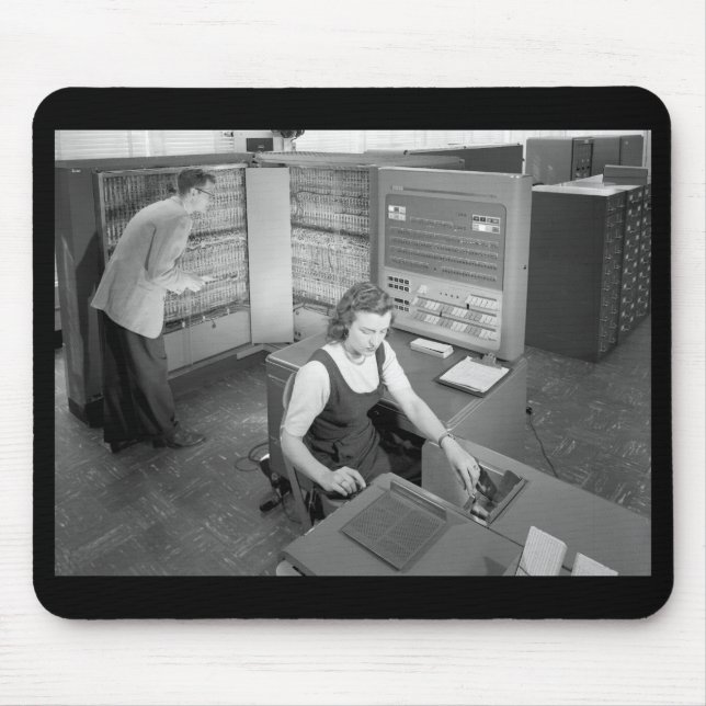 Junge trifft Mädchen, Computer-Dating, im Vintage- Mousepad (Vorne)