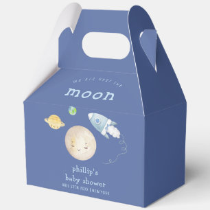 Junge Über Den Mond Raumschiff Rakete Baby Shower Geschenkschachtel