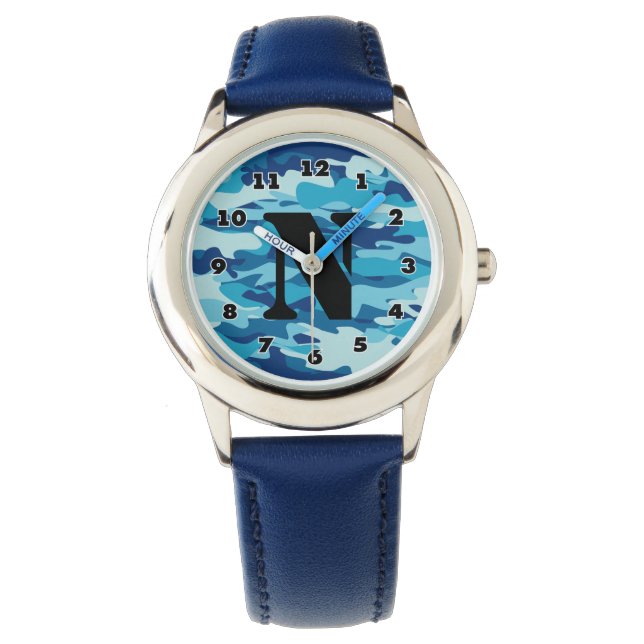 Junge Uhr mit marineblauer blauer Camouflage Tarnm (Vorderseite)
