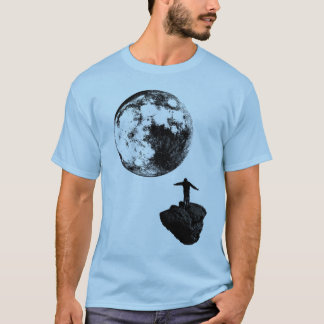 Junge und der Mond - Schwarzes T-Shirt