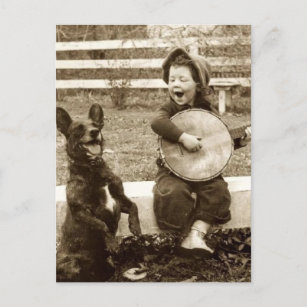 Junge und Hund, Musik Postkarte