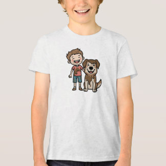 Junge und Hund spielen im Schlamm Tri-Blend Shirt