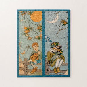 Junge und Mädchen der 1920er Jahre im Herbst Puzzle