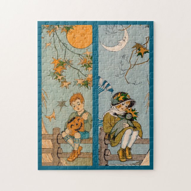 Junge und Mädchen der 1920er Jahre im Herbst Puzzle (Vertikal)