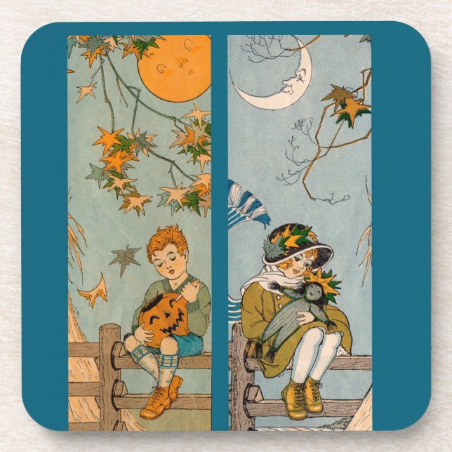Junge und Mädchen der 1920er Jahre im Herbst Untersetzer (Vorderseite)