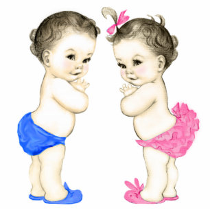 Junge und Mädchen Twin Baby Dusche Freistehende Fotoskulptur