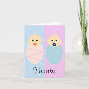 Junge und Mädchen Twins Danke-Card Dankeskarte