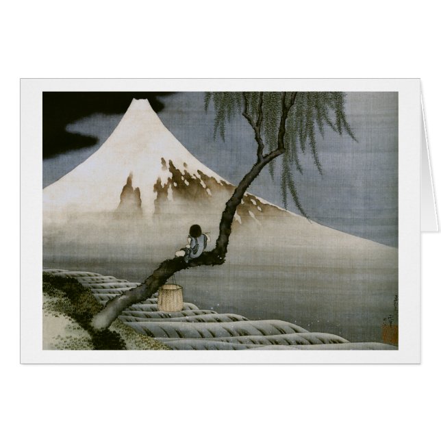 Junge und Mount Fuji Hokusai japanische Fine Art (Vorderseite (Horizontal))