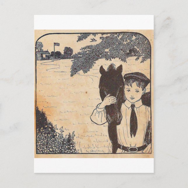 Junge und Pferd Postkarte (Vorderseite)