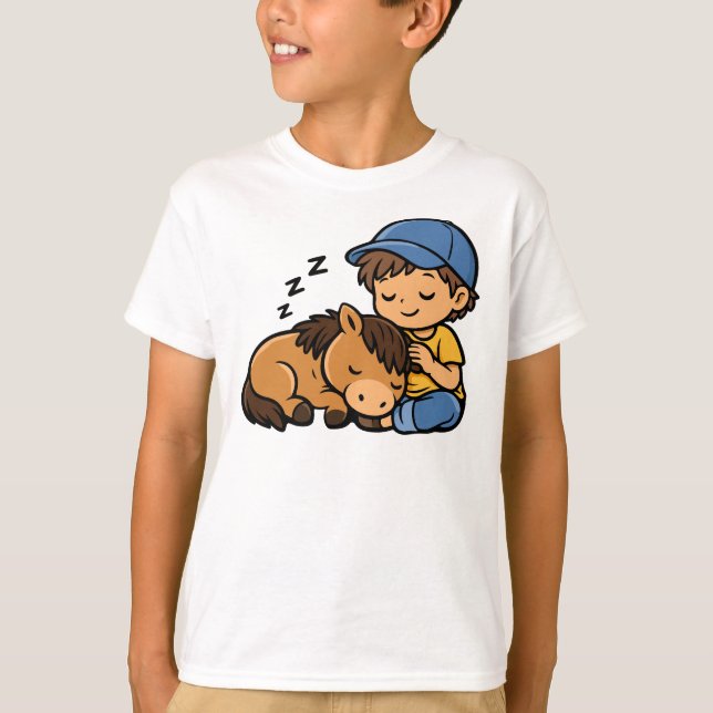 Junge und Pferd T-Shirt (Vorderseite)