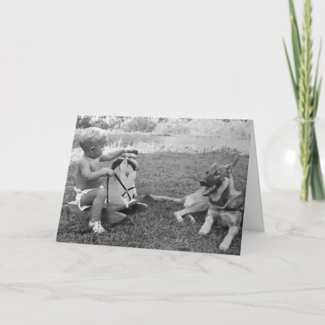 Junge und sein Hund Grußkarte Karte (Vorderseite)
