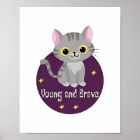 Junge und tapfere Kawaii niedliche graue Katze läc
