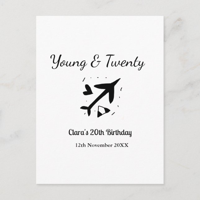 Junge und zwanzig Abenteuer glücklicher Geburtstag Postkarte (Vorderseite)