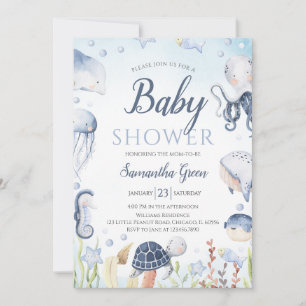 Junge unter der Sea Baby Dusche Einladung