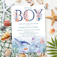Junge unter der Sea Baby Dusche Einladung