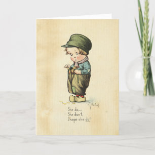 Junge Valentinstag Vintage Niedliche Vögel Illustr Feiertagskarte