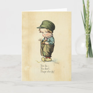 Junge Valentinstag Vintage Niedliche Vögel Illustr Feiertagskarte