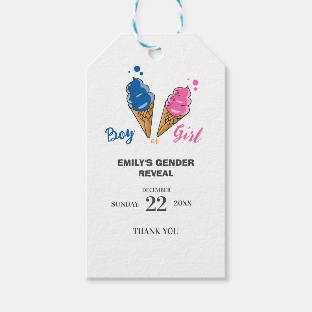 Junge von Mädchen in Aquarellfarbe offenbart Geschenkanhänger (Vorderseite)