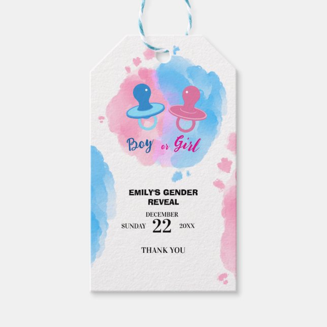 Junge von Mädchen in Aquarellfarbe offenbart Geschenkanhänger (Vorderseite)