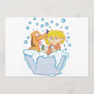 Junge waschende Hundeeinladungen Einladung